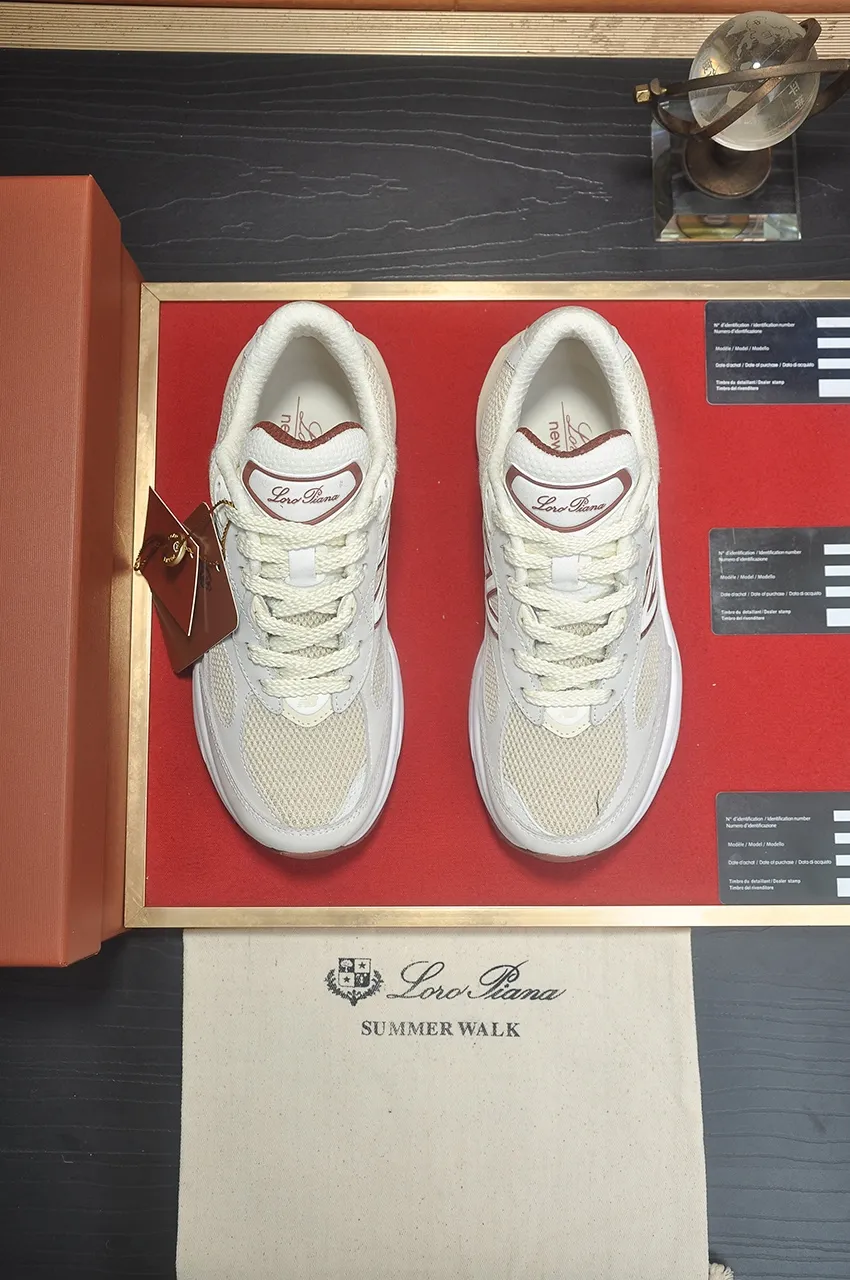 Ex-factory price 660💶LP new product on sale (couples model) Loro Piana sneakers｜Made of Wish imported cowhide fabric｜The upper is made of unique knitted fabric production technology｜Comprehensive one-to-one restoration of the counter process flow｜Additional original molded rubber three-color combination technology outsole｜Size: women 35-40, men 38-44.